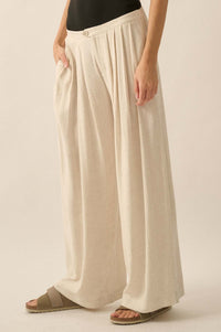 Miles Away Linen-Blend Pleated Wide-leg Pants - ShopPromesa