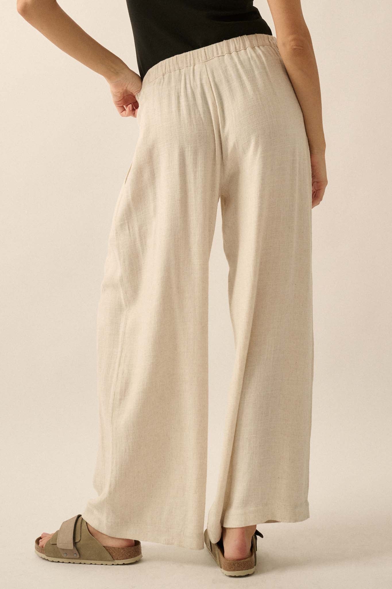 Miles Away Linen-Blend Pleated Wide-leg Pants - ShopPromesa