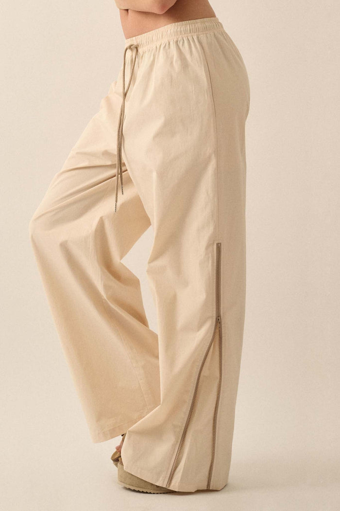 Zip It Up Side-Zip Wide-Leg Drawstring Pants - ShopPromesa