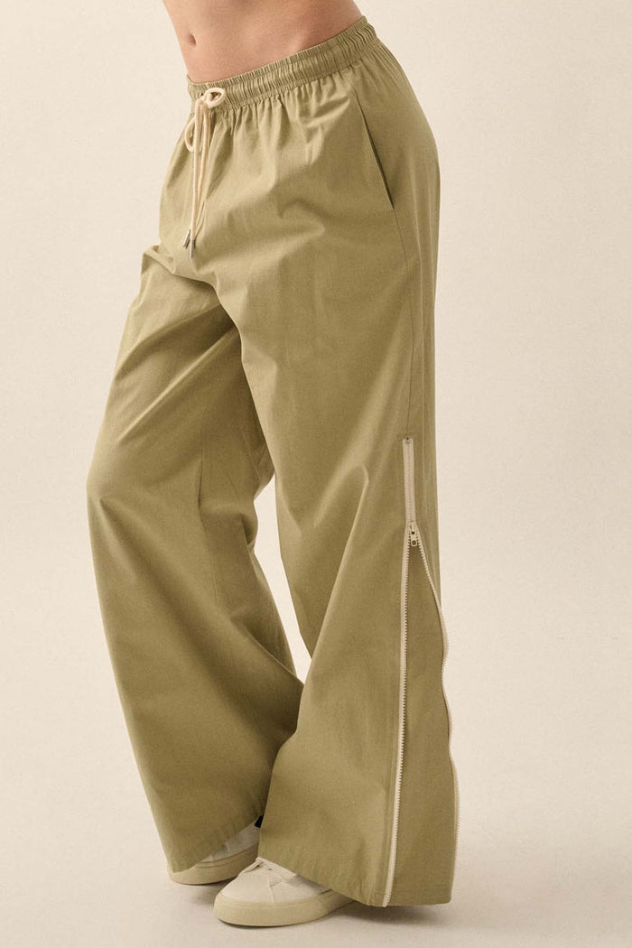 Zip It Up Side-Zip Wide-Leg Drawstring Pants - ShopPromesa