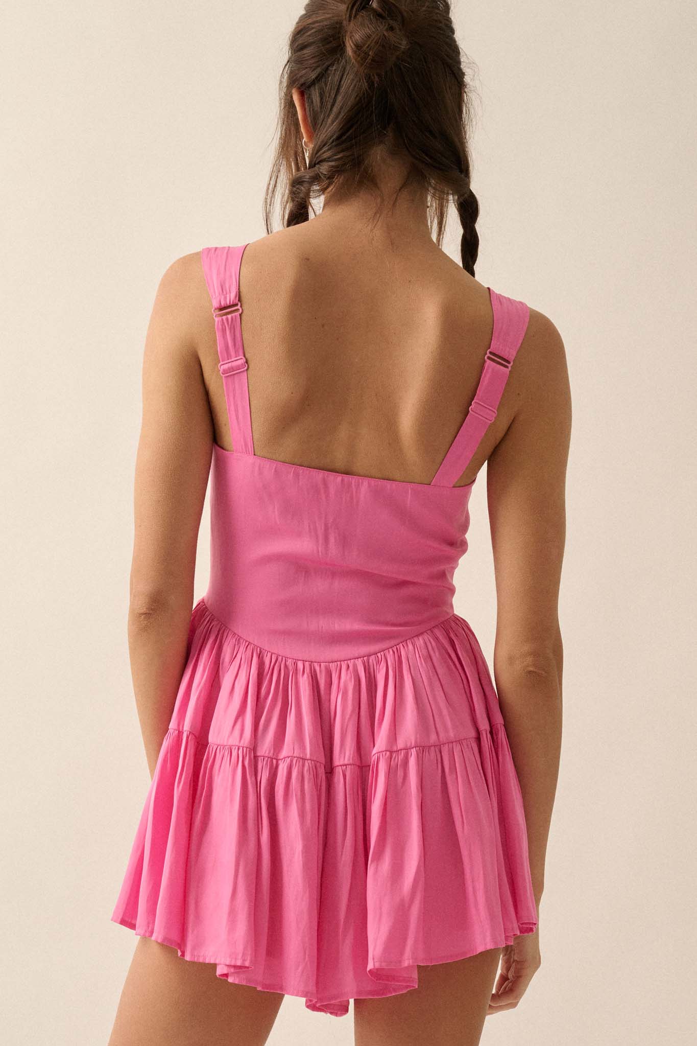 Total Flirt Matte Satin Fit-and-Flare Romper - ShopPromesa