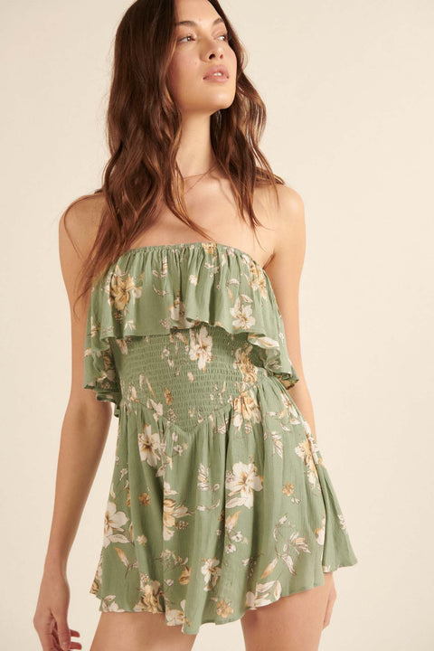 Happy Thoughts Ruffled Floral Tube Romper - ShopPromesa