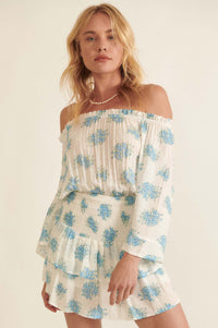 All My Love Ruffled Floral Off-Shoulder Romper - ShopPromesa