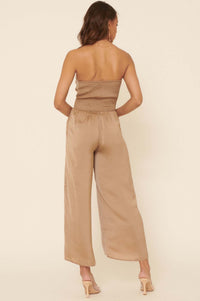 Luxe Life Strapless Tie-Front Satin Jumpsuit - ShopPromesa