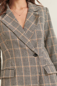 Self Made Plaid Double-Breasted Blazer Romper - ShopPromesa