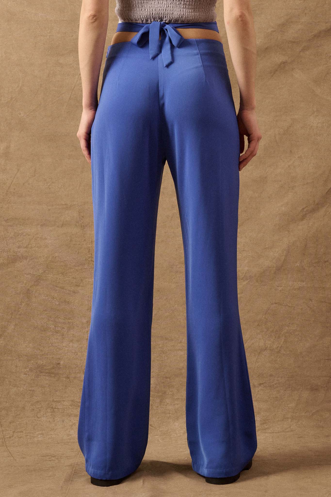 Here and Now Crisscross Waist Tie-Back Flare Pants - ShopPromesa