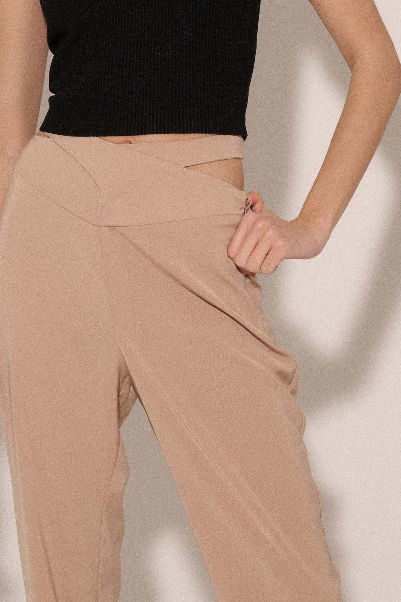 Here and Now Crisscross Waist Tie-Back Flare Pants - ShopPromesa