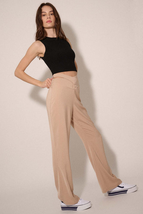 Here and Now Crisscross Waist Tie-Back Flare Pants - ShopPromesa