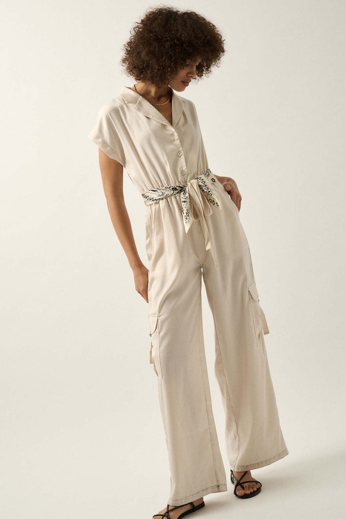 Any Which Way Matte Satin Cargo Jumpsuit - ShopPromesa