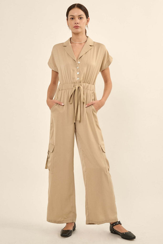 Any Which Way Matte Satin Cargo Jumpsuit - ShopPromesa