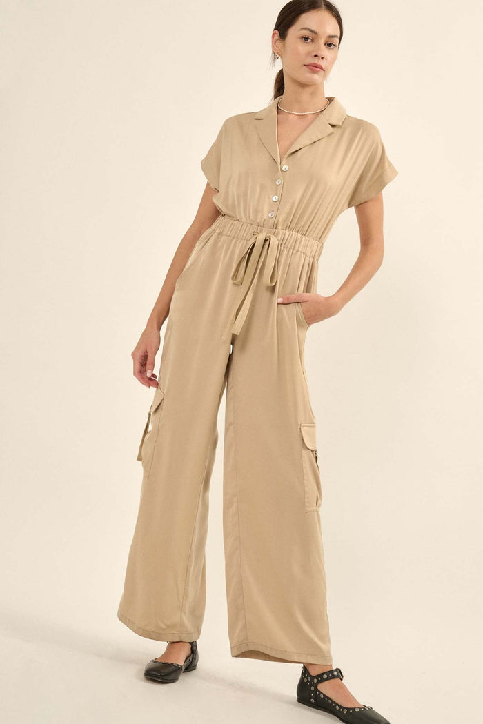 Any Which Way Matte Satin Cargo Jumpsuit - ShopPromesa