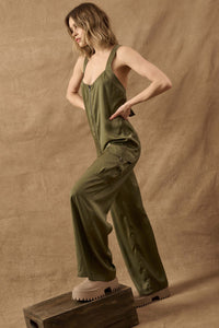 Simple Life Matte Satin Cargo Overall Jumpsuit - ShopPromesa