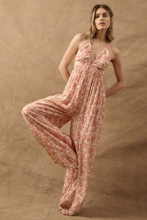Bewitching Blooms Floral Wide-Leg Halter Jumpsuit - ShopPromesa
