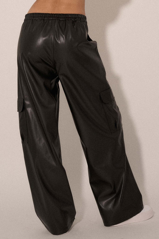Carry Me Home Vegan Leather Wide-Leg Cargo Pants - ShopPromesa