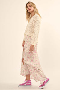 Lovely Lilies Floral Chiffon Ruffled Maxi Skirt - ShopPromesa