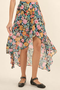 Havana Nights Floral Chiffon Wrapped Midi Skirt - ShopPromesa