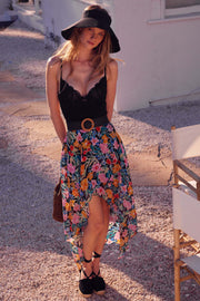 Havana Nights Floral Chiffon Wrapped Midi Skirt - ShopPromesa
