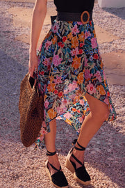 Havana Nights Floral Chiffon Wrapped Midi Skirt - ShopPromesa