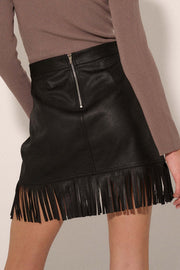 Center Stage Vegan Leather Fringe Mini Skirt - ShopPromesa