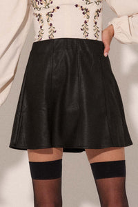 Only Human Vegan Leather A-Line Mini Skirt - ShopPromesa