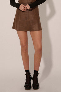 Only Human Vegan Leather A-Line Mini Skirt - ShopPromesa