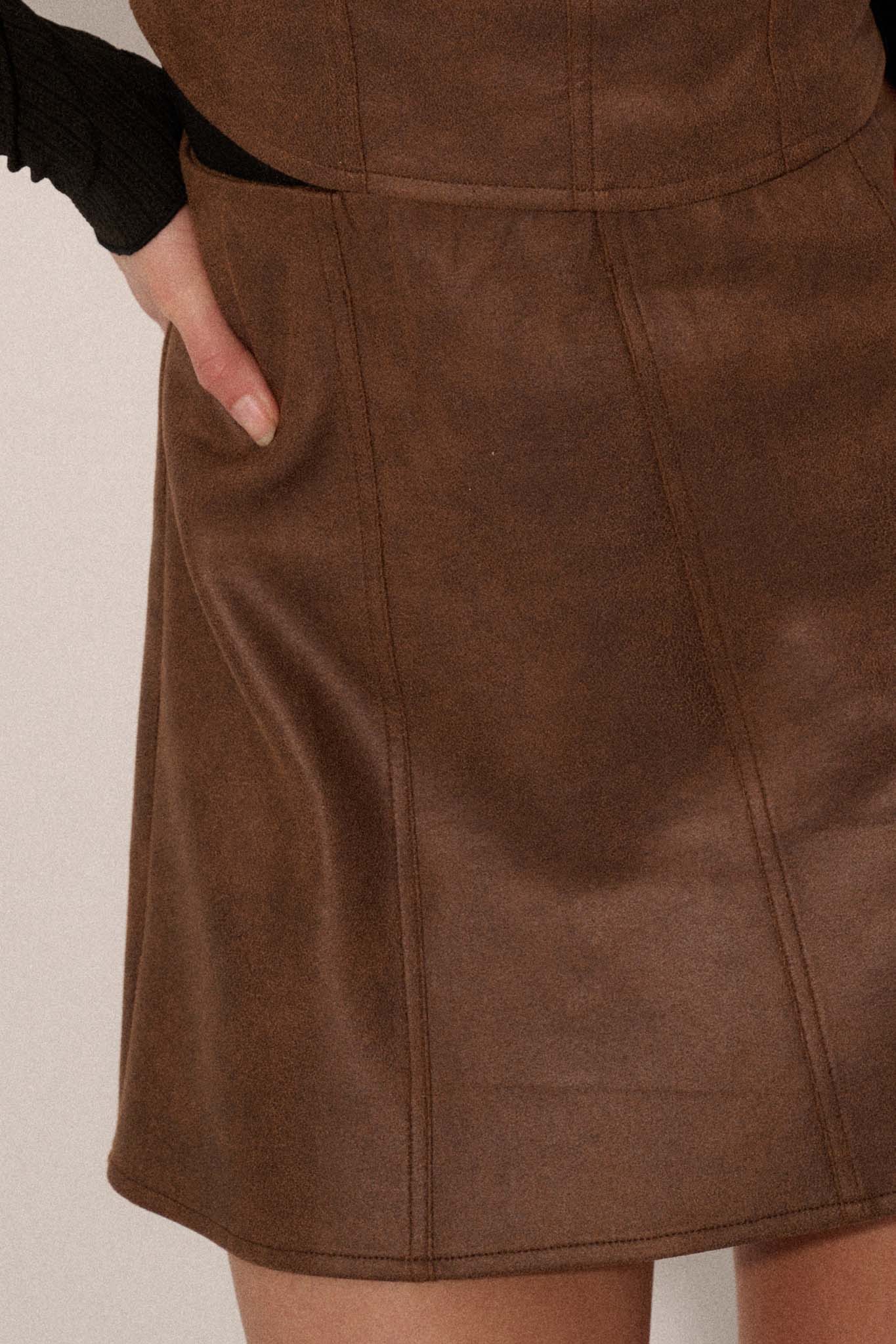 Only Human Vegan Leather A-Line Mini Skirt - ShopPromesa