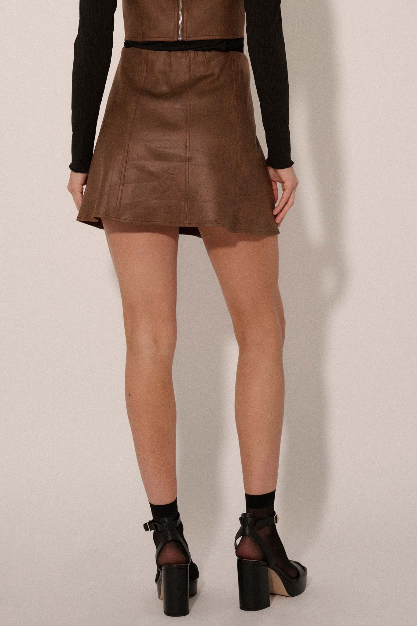 Only Human Vegan Leather A-Line Mini Skirt - ShopPromesa