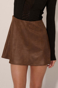 Only Human Vegan Leather A-Line Mini Skirt - ShopPromesa