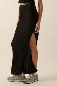 Air Kiss Textured Pucker-Knit Maxi Skirt - ShopPromesa