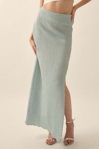 Air Kiss Textured Pucker-Knit Maxi Skirt - ShopPromesa