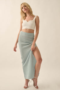 Air Kiss Textured Pucker-Knit Maxi Skirt - ShopPromesa