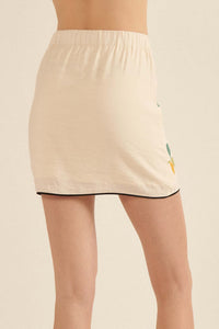 Paper Flowers Embroidered Ruched Mini Skirt - ShopPromesa