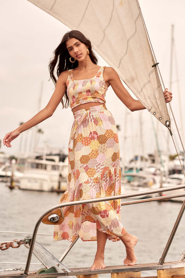 Quilt of Life Floral Patchwork-Print Maxi Skirt - ShopPromesa