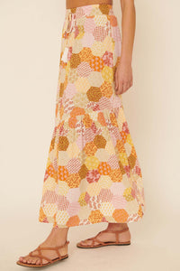 Quilt of Life Floral Patchwork-Print Maxi Skirt - ShopPromesa