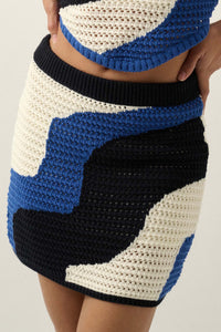 Catching Waves Colorblock Crochet Knit Mini Skirt - ShopPromesa