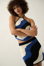 Catching Waves Colorblock Crochet Knit Mini Skirt - ShopPromesa