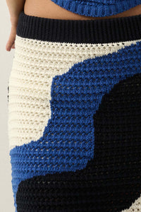 Catching Waves Colorblock Crochet Knit Mini Skirt - ShopPromesa