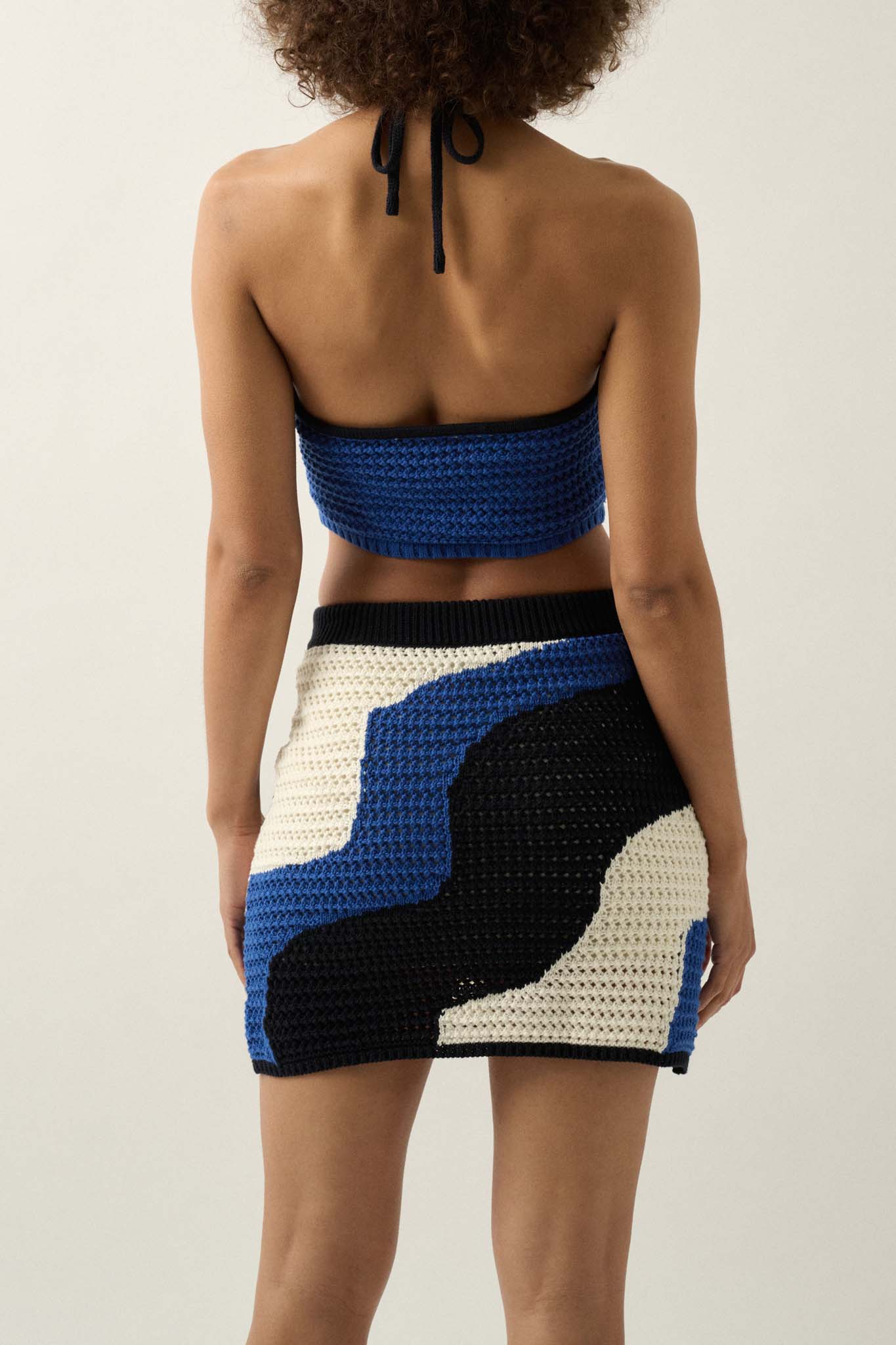 Catching Waves Colorblock Crochet Knit Mini Skirt - ShopPromesa