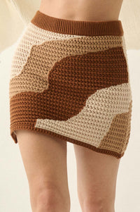 Catching Waves Colorblock Crochet Knit Mini Skirt - ShopPromesa