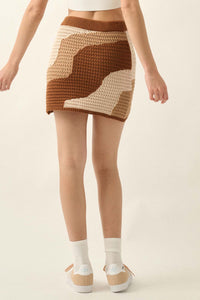 Catching Waves Colorblock Crochet Knit Mini Skirt - ShopPromesa