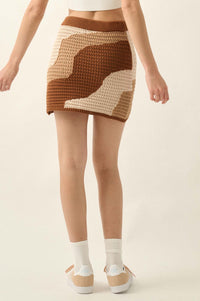 Catching Waves Colorblock Crochet Knit Mini Skirt - ShopPromesa