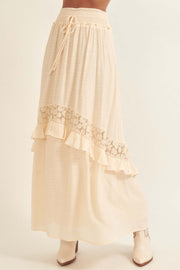 Prairie Creek Ruffled Lace-Trimmed Maxi Skirt - ShopPromesa