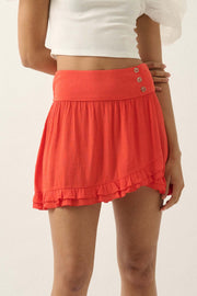 Hot to Trot Ruffled Crepe Tulip Mini Skirt - ShopPromesa