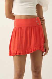 Hot to Trot Ruffled Crepe Tulip Mini Skirt - ShopPromesa