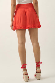 Hot to Trot Ruffled Crepe Tulip Mini Skirt - ShopPromesa