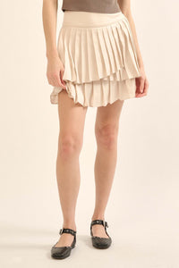 Having a Moment Pleated Satin Tiered Mini Skirt - ShopPromesa