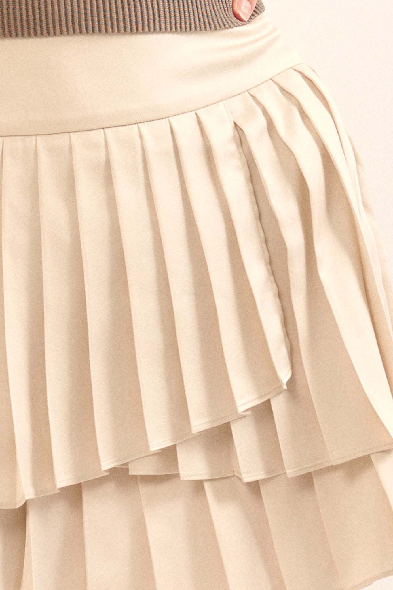 Having a Moment Pleated Satin Tiered Mini Skirt - ShopPromesa