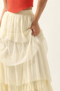 Frilly Flirt Asymmetrical Tiered Ruffle Maxi Skirt - ShopPromesa