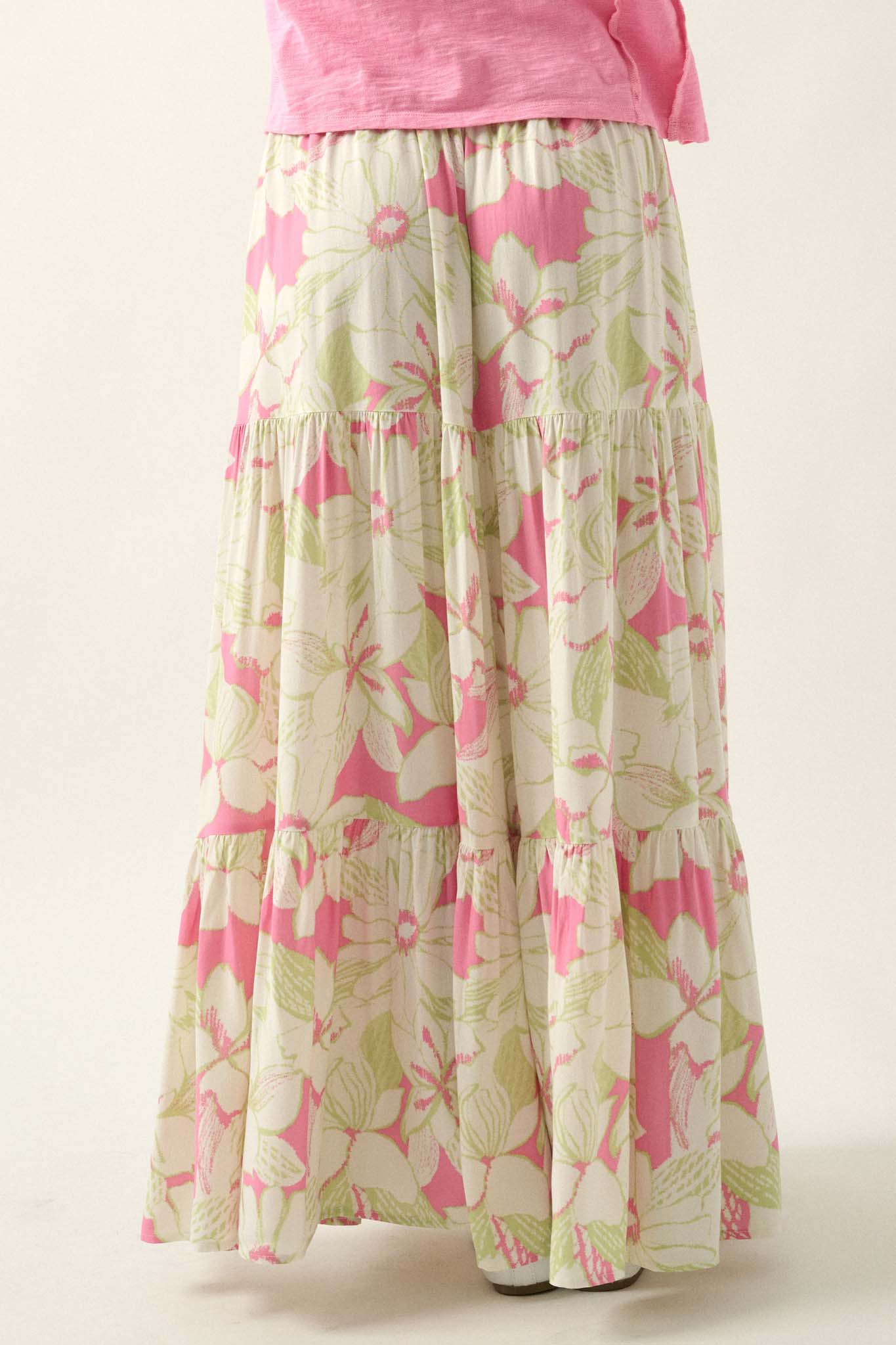 Waikiki Weekend Tiered Floral Buttoned Maxi Skirt - ShopPromesa