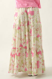 Waikiki Weekend Tiered Floral Buttoned Maxi Skirt - ShopPromesa